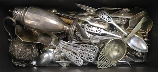 Assorted small silver including a jug and eleven Victorian teaspoons and other plated items